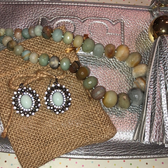 Sea Kissed Light Bluish Green & Crystal Earrings - Picture 3 of 8